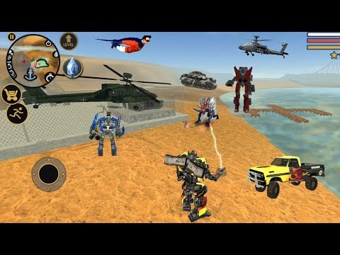 Vegas Crime Simulator (Transformer Fight Robot) Transformers Destroy Helicopter Helipad in Army Base