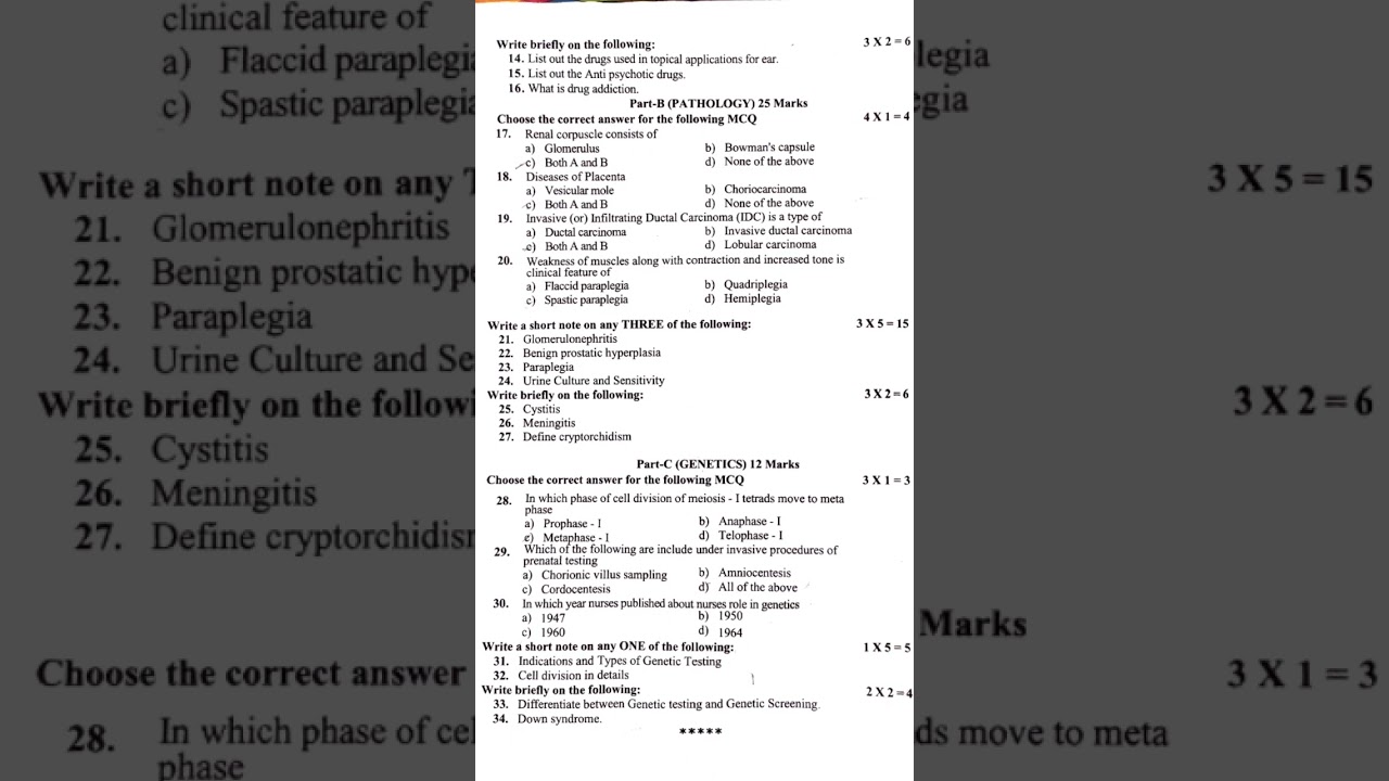 TS:2024 PHARMACOLOGY PATHOLOGY GENETICS QUESTION PAPER KNRUHS💫💫