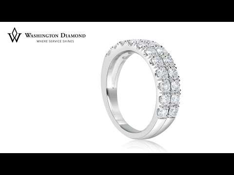 Double-Row Diamond 14K White Gold Wedding Band