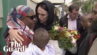 Jacinda Ardern lays wreath and meets families of Christchurch shooting victims