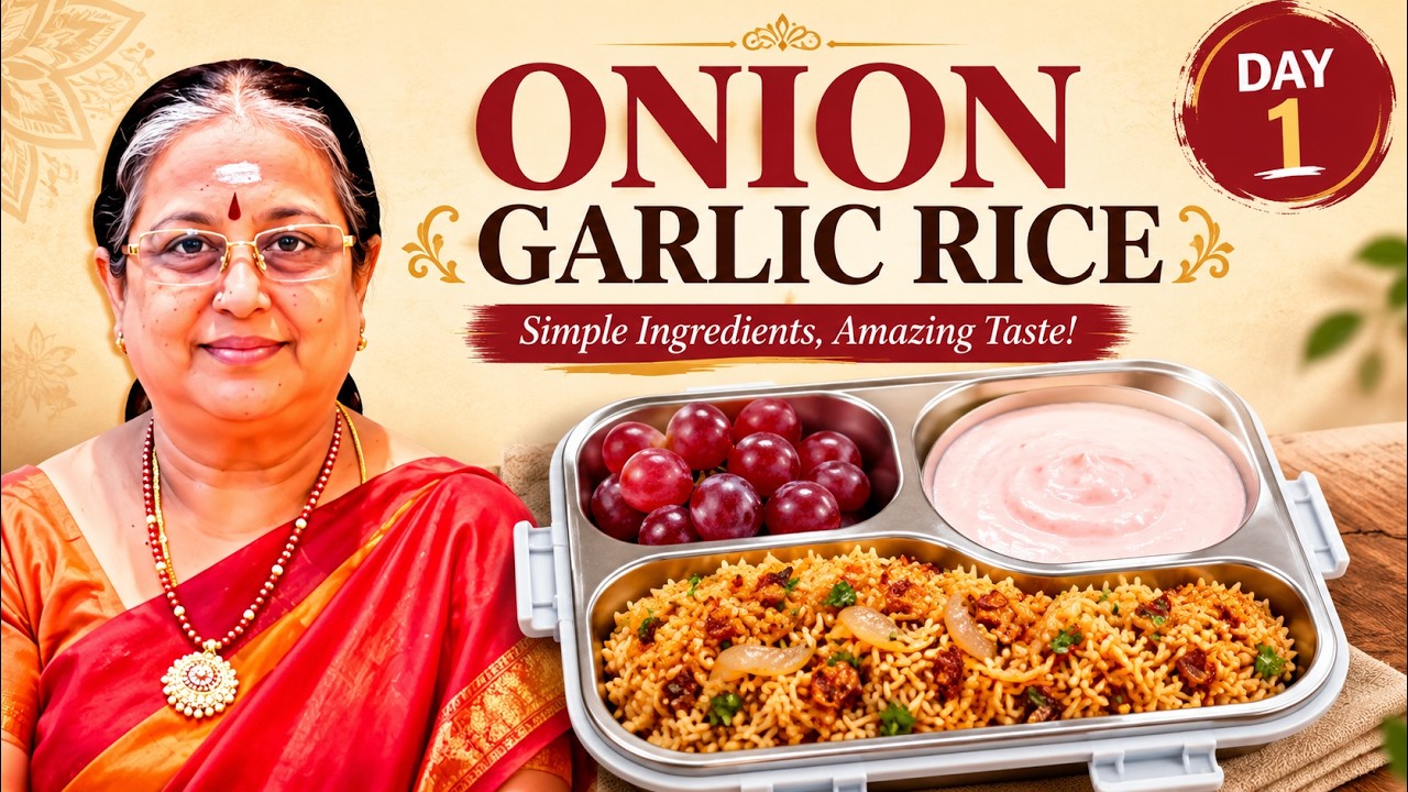 Lunch Box Recipe 🍱🔥 | Onion Garlic Rice | Easy & Flavorful Variety Rice-(Day1)
