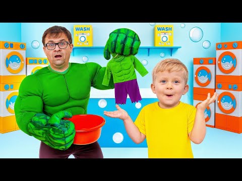 Laundry Goes Totally Wrong! - Silly Adventures with Oliver & Adam with Diana and Roma