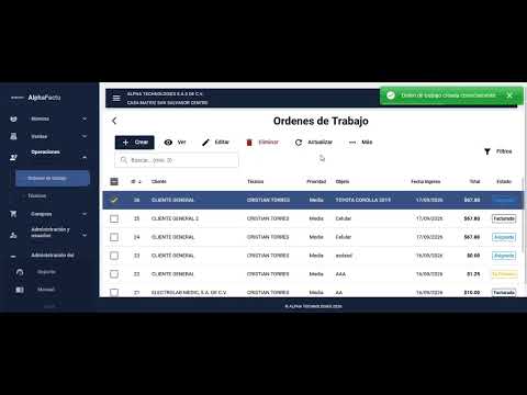 Miniatura del tutorial: Cómo crear y facturar Órdenes de Trabajo en AlphaFactu