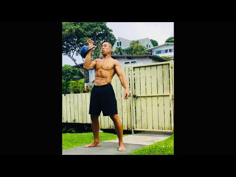 Day 215 FitPro Hawaii Workout - 20 kg. KB Thruster + Snatch x 44/10 Minutes Unbroken-12/15/20