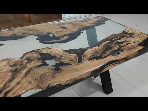 Live Edge Walnut Epoxy Table, River Resin Dining Table