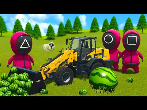 TRANSPORT WATERMELLONS THROUGH SQUID GAME PLAYERS WITH MCCORMICK TRACTORS - Farming Simulator 25