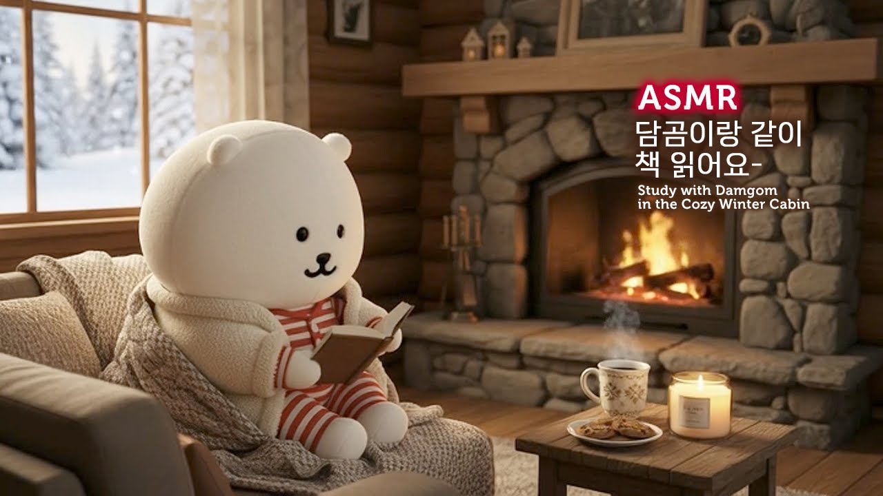담곰이랑 같이 책 읽어요 📚 포근한 재즈와 겨울산장의 장작타는소리 🔥 ASMR x Playlist | 스윗미 스터디윗미