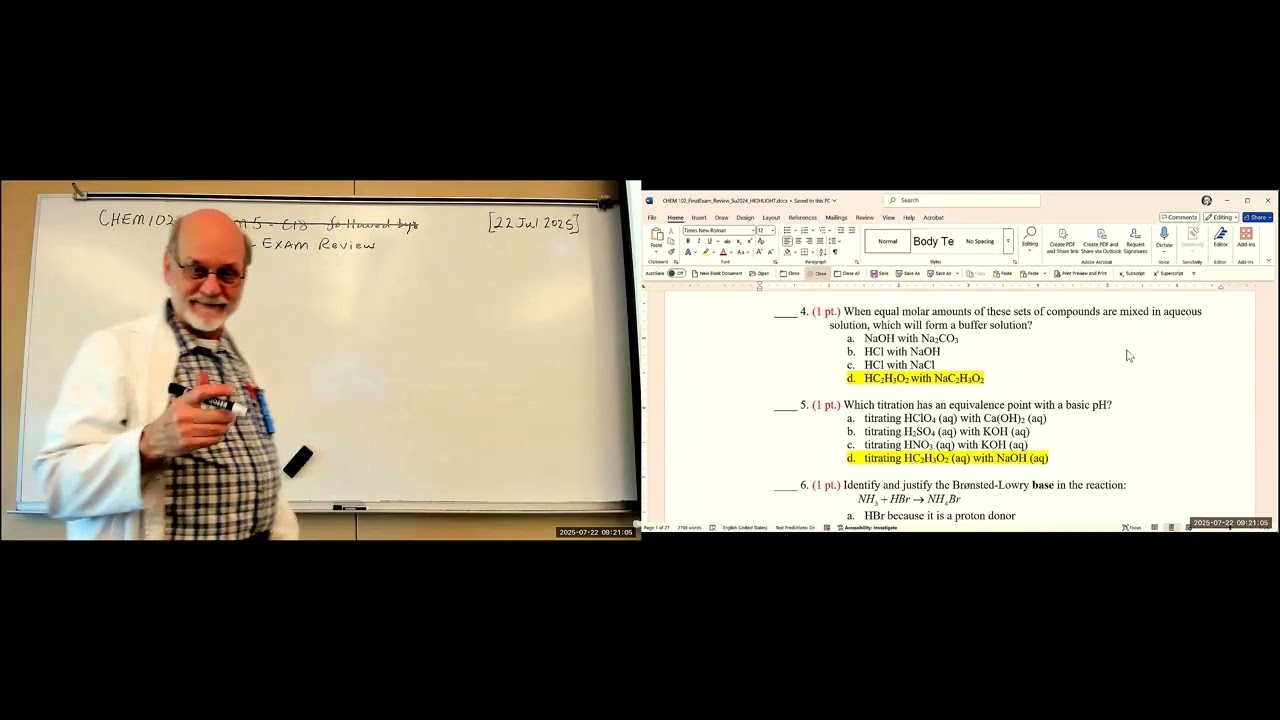 CHEM102 [34559] FINAL EXAM (Review - Part 1) 22Jul2025
