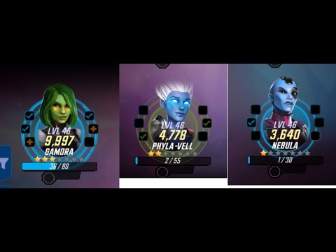 BUILD TEAM INFINITY WATCH GAMORA PHYLA VELL NEBULA II MSF Battle II Marvel Strike Force