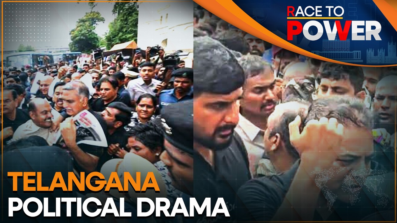 BRS Opposition Party Stages Massive Telangana Protest as Police Detain Party Leader K T Rama Rao
