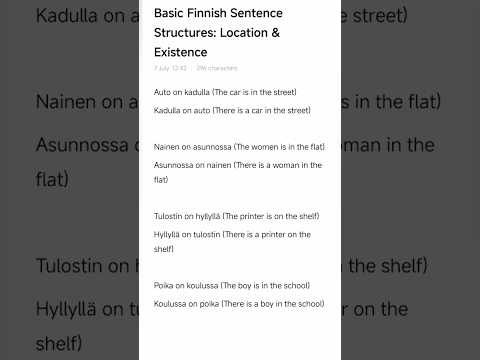 Finnish Sentences|Basic Finnish Phrases |Learning| Describe the location of people and objects.🇫🇮📝