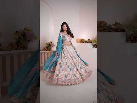 Vardan Ethnic Multi-Pastel Powder Blue Party Wear Lehenga – product video thumbnail