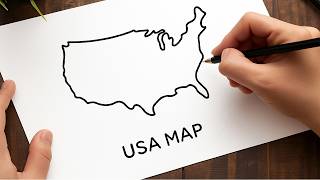 How to Draw USA Map Easy | Step by Step Country Map Drawing Tutorial