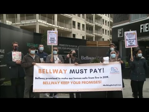 Bellway Cladding protest - Caspian Quarter in Barking Riverside - ITV London News - 1/5/21