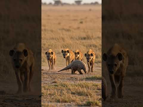 Hyena spots a lone pangolin in the wild #hyenas  #wildlife #animals #pangolin