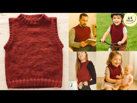 Fran two-needle vest, a classic for men, women, and children ❤️ TUTORIAL #knitting #knitting #knit