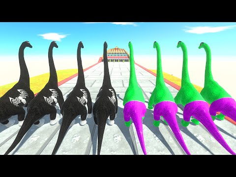 SUPER HERO DINO DEATH RUN - Jurassic World Dominion 6 BRACHIOSAURUS - Animal Revolt Battle Simulator