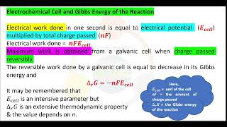 Electrochemical Cell and Gibbs Energy of the Reaction