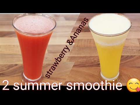 strawberry &Ananas smoothies with frozen fruits/by tasty food with batool.