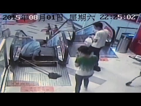 Mall worker's leg amputated in escalator accident