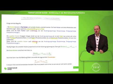 Variable und fixe Kosten | Einführung BWL Fernuni Hagen #6
