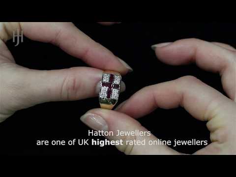 9ct Y/G Diamond & Ruby Saint George Ring - Hatton Jewellers London HJ310