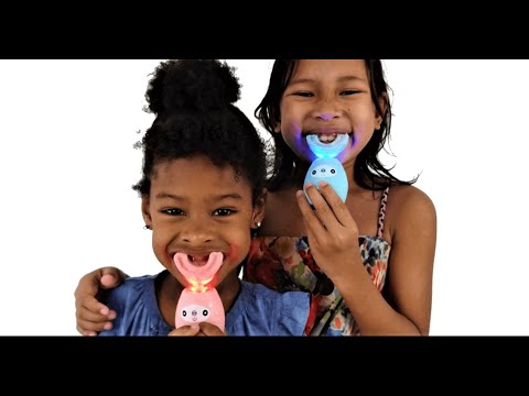 Well Before Kids U Shaped Electric Toothbrush with 5 Brush Heads, Ultrasonic, 5 Modes, IPX7 Waterproof Design (Unicorn, Pink Ages 2-7) video review thumbnail