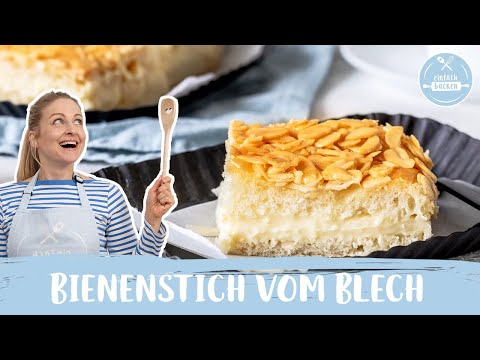 Bienenstich vom Blech 🍯🍰| Bienenstich Blechkuchen | Einfach Backen