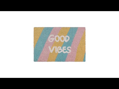 Paillasson coco «Good Vibes» Bleu - Rose foncé - Jaune - Fibres naturelles - Matière plastique - 60 x 2 x 40 cm