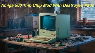 The Amiga 500 1MB chip mod with destroyed pads