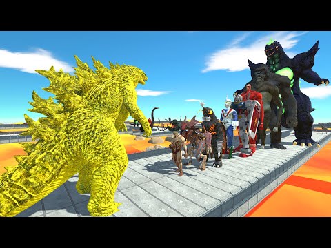 Godzilla Yellow vs Super Godzilla LAVA DEATH RUN - Animal Revolt Battle Simulator