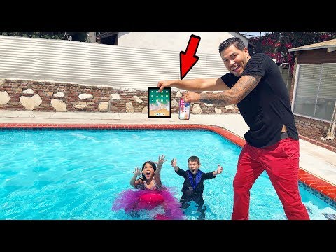 Txunamy & Diezel's iPhone X & iPad in our swimming pool prank!! | Familia Diamond