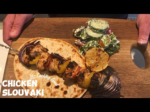 Big Green Egg Greek Souvlaki with a Yogurt-Topped Salad Twist