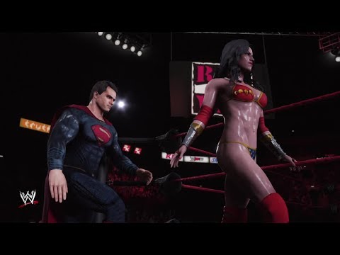 WWE 2K18 Wonder Woman with Superman vs. Nia Jax with Alexa Bliss - Requested 2 Out Of 3 Falls Match
