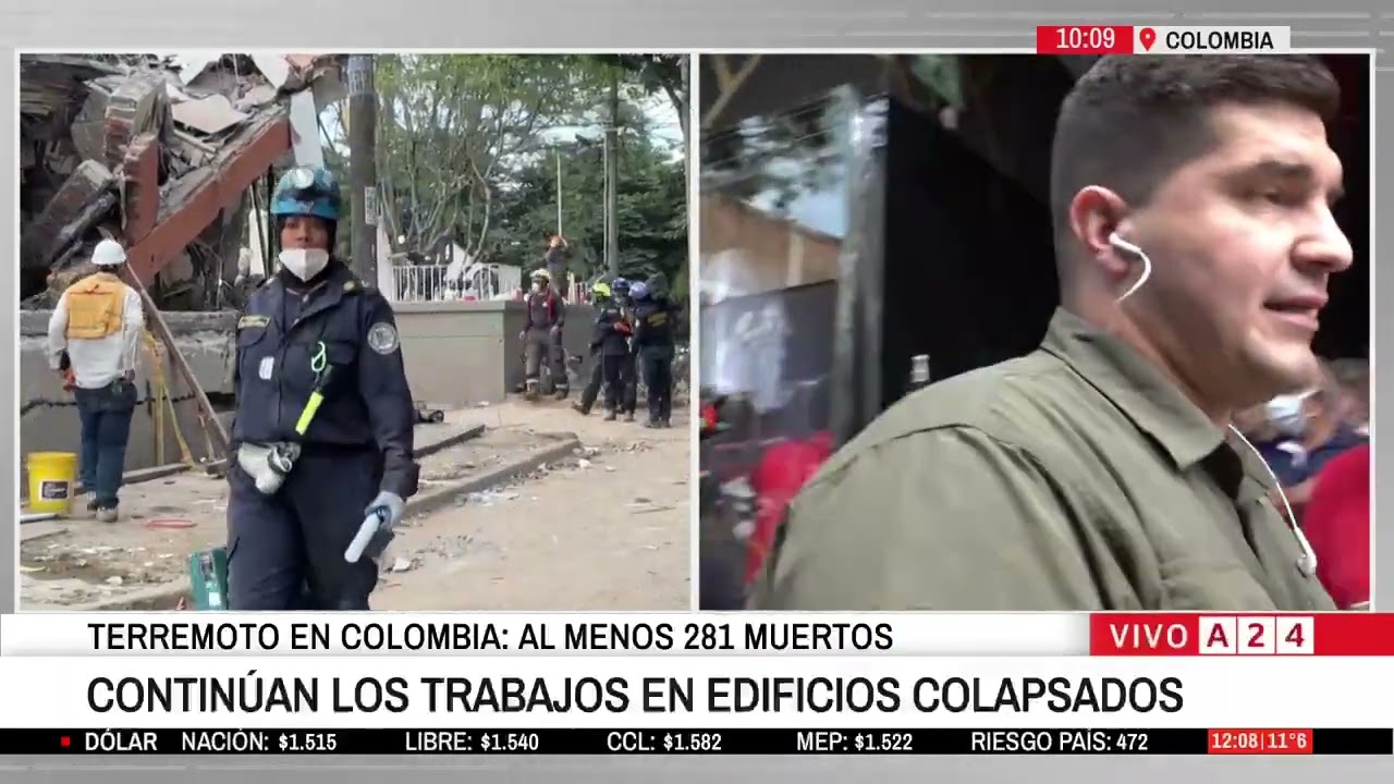 🚨 TERREMOTO EN COLOMBIA: AL MENOS 281 MUERTOS, 377 DESAPARECIDOS Y CERCA DE 100 MIL DAMNIFICADOS