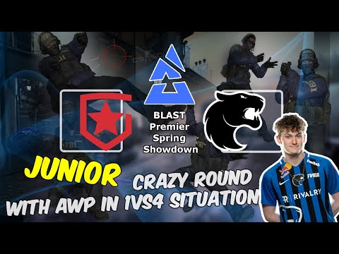 Junior crazy round with AWP in 1vs4 situation, Gambit vs FURIA, BLAST Premier Spring Showdown