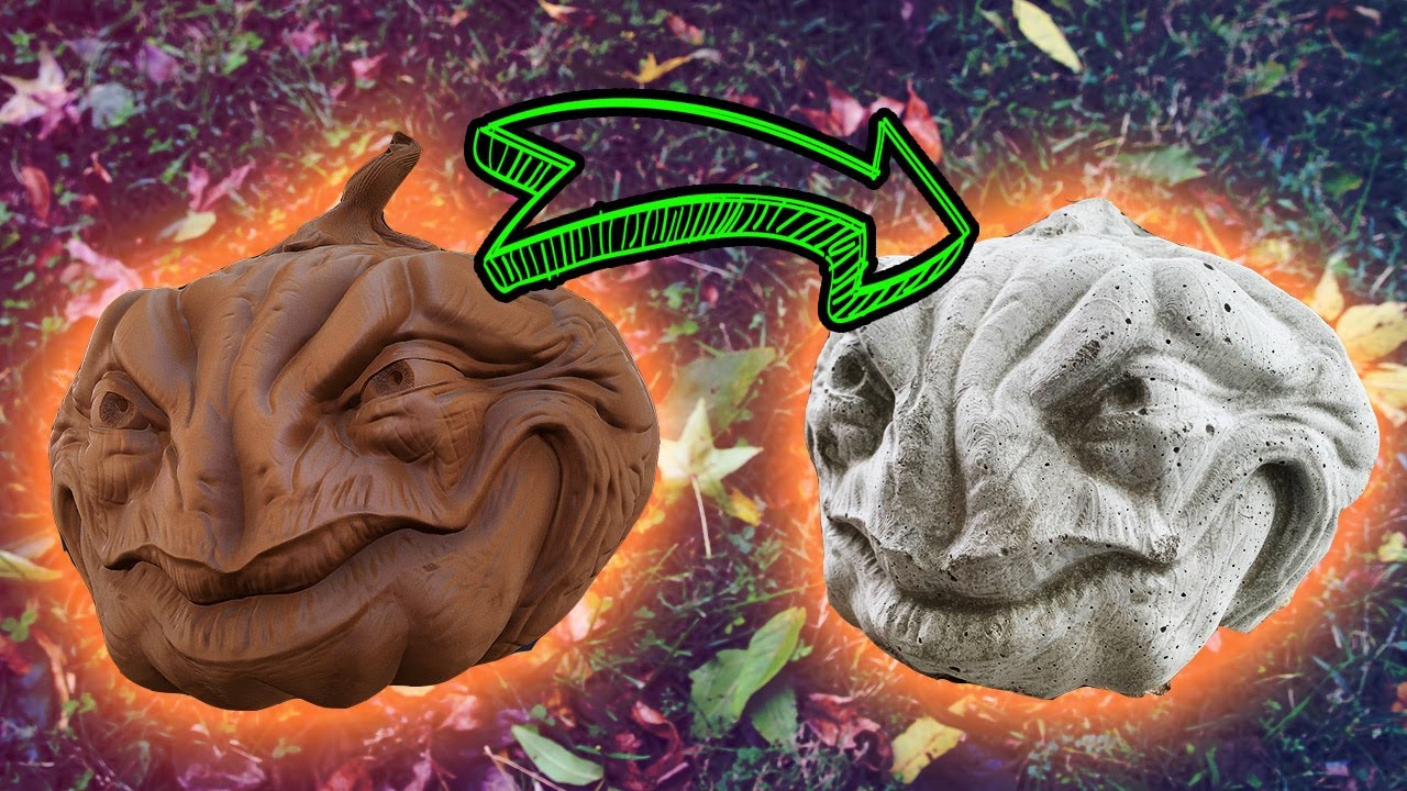 From Digital Sculpt to Concrete: A Halloween Pumpkin With A Creepy Grin