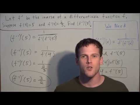 Finding the Derivative of an Inverse Function (basic example) - Calculus I