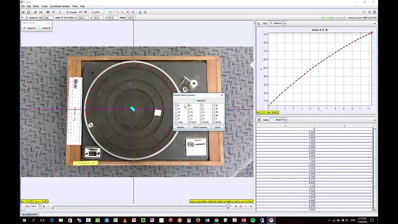 rotational motion with tracker