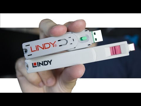 Lindy USB Priedas - 10vnt USB A Prievado Blokatorių, Apsaugantys Type C Prievadus, Oranžinė video