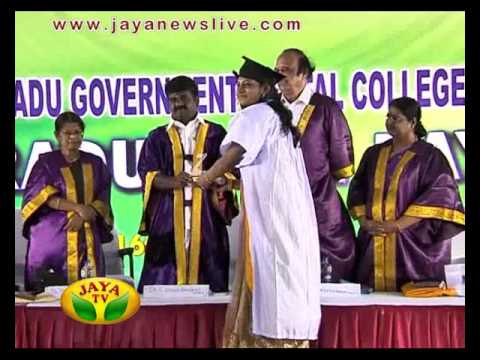 அரசு பல்மருத்துவக் கல்லூரியில் நடைபெற்ற பட்டமளிப்பு விழாவில் முதலமைச்சருக்கு புகழாரம் 16 10 2015