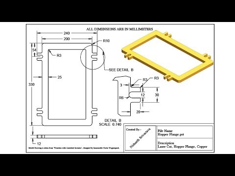Hopper Flange || Practice Exercise Drawing Sheet by Creo Parametric