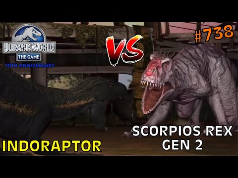 Indoraptor vs Scorpios Rex Gen 2 - Jurassic World: The Game - EP 738