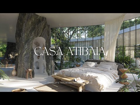 Imaginäres modernistisches Dschungelhausdesign fügt sich in seine natürliche Umgebung ein