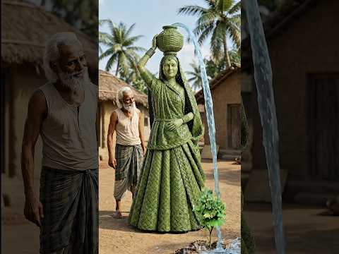 Oldman crafts woman from palm leaves |mini woods toys | hand crafted | woods crafting #ai #cow