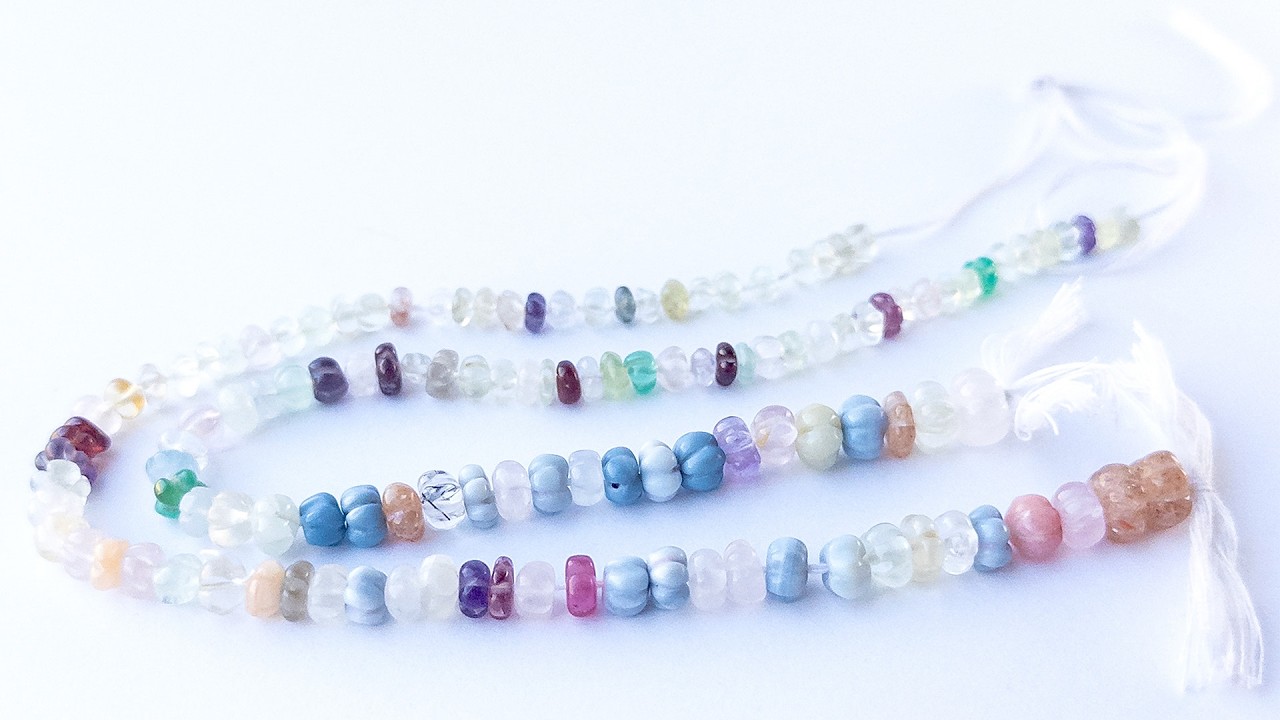 Multi Stone | Pumpkin Cut | 4.5-7mm Bead Size | 20cm Strand Length video