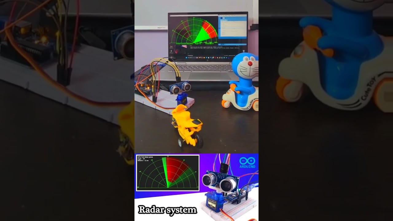 #shorts - How to make a RADAR using ultrasonic sensor and Arduino - Arduino projects