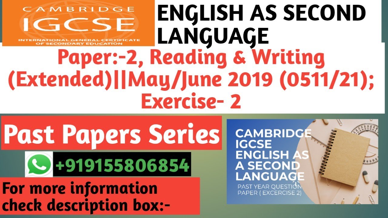 IGCSE English as Second Language Past Paper 2019|English as Second Language: IGCSE Core And Extended