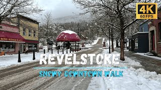 Relaxing Winter Walk in Revelstoke Downtown ❄️ | Canada 🇨🇦 | Snowy Streets, Moun