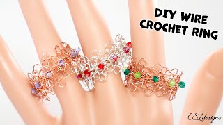 Elegant wire crochet ring tutorial ⎮ Wire Crochet jewelry tutorial